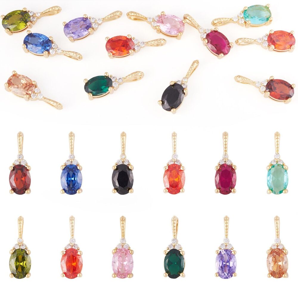 5395 11 Pcs Cubic Zirconia Oval Charms Assorted Water Droplet Rhinestone